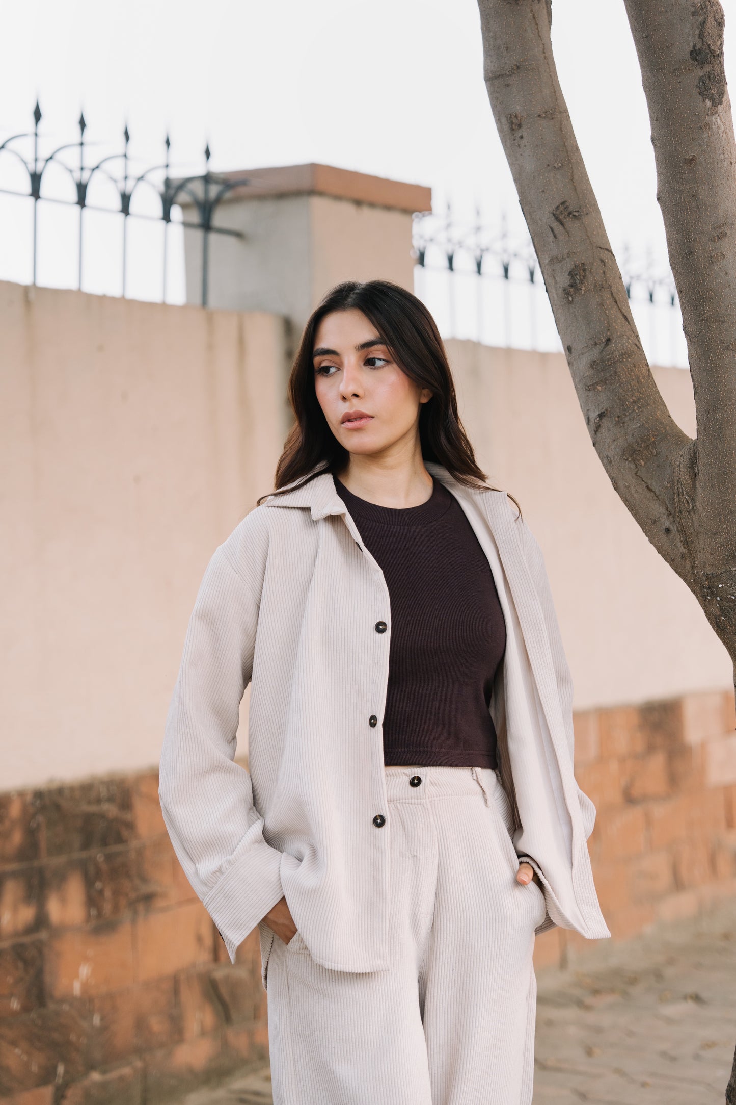 Beige hail Corduroy Shirt