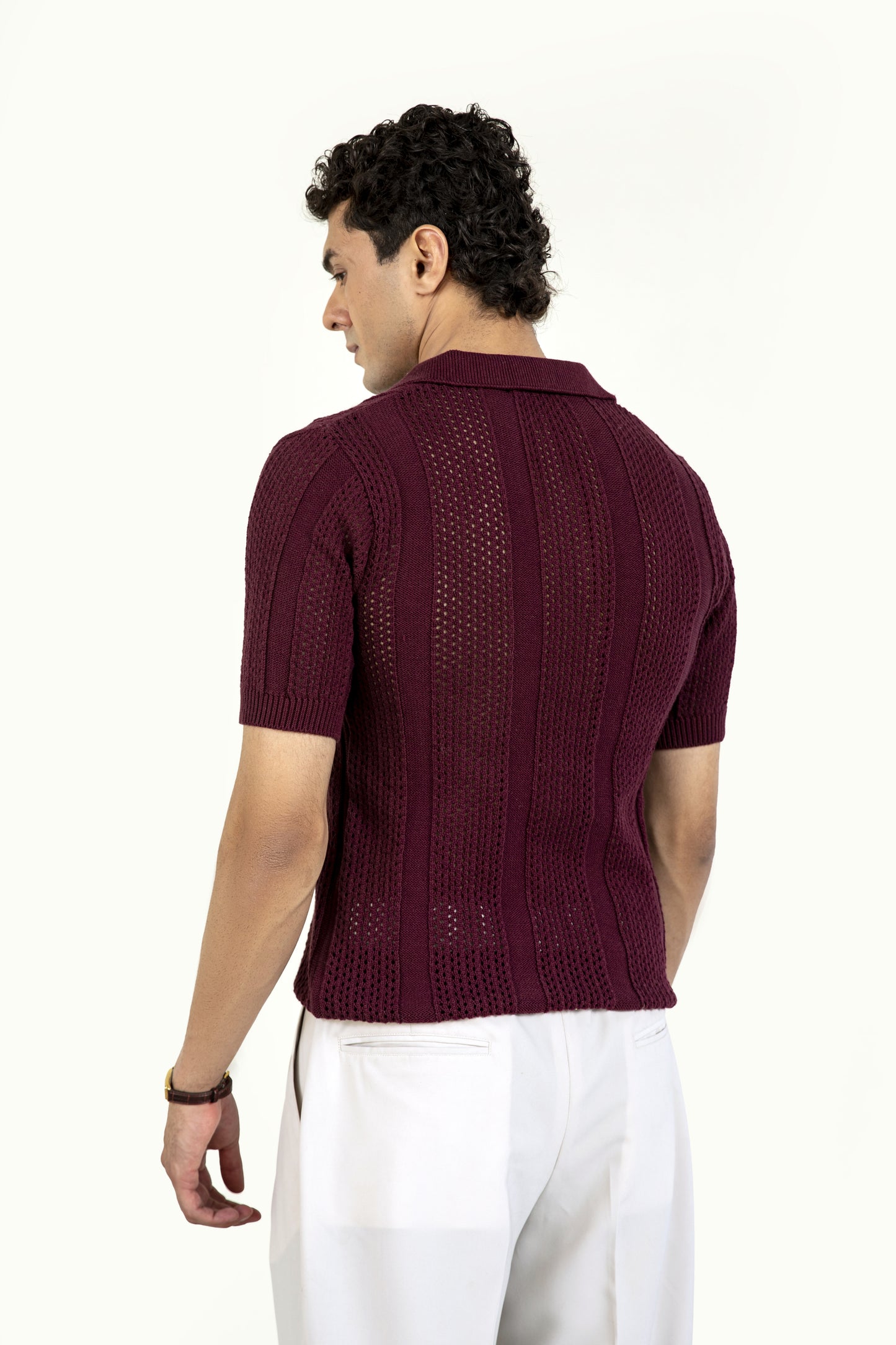 Burgundy Knitted Polo