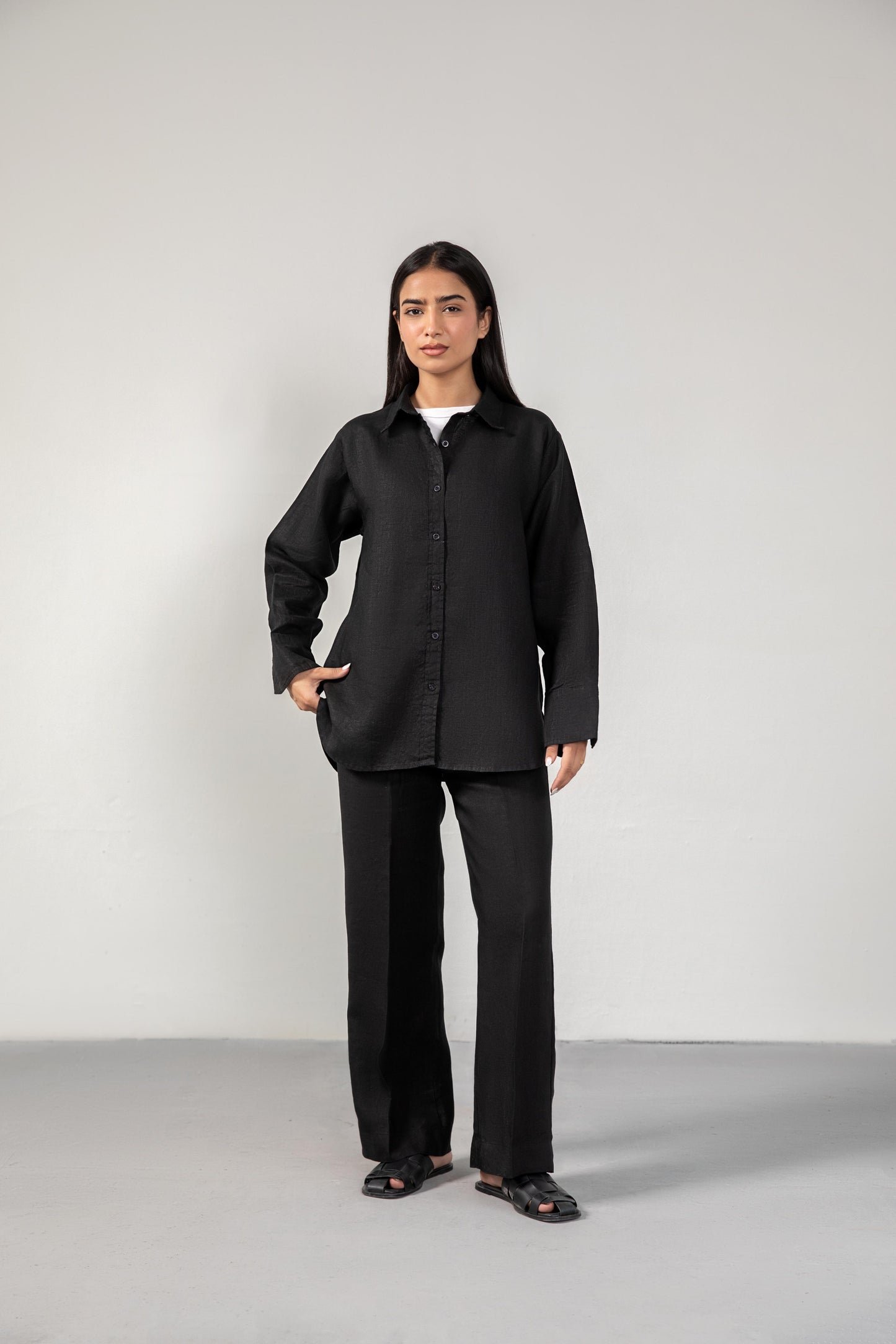 Noir Relaxed Fit Linen Shirt
