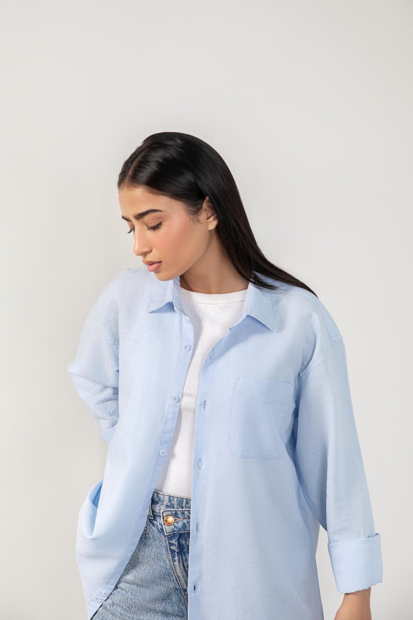 Sea Blue Relaxed Fit Linen Shirt
