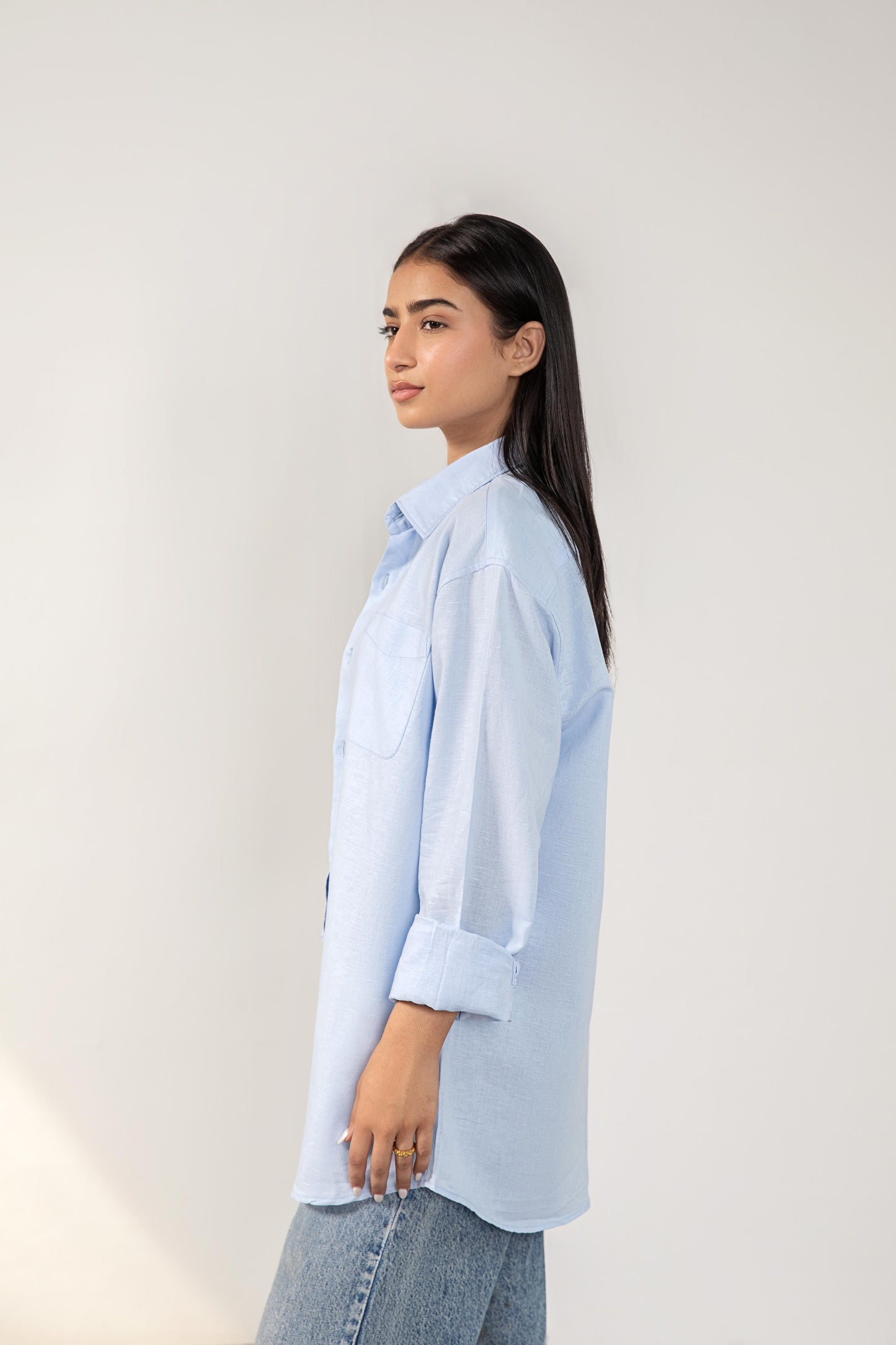 Sea Blue Relaxed Fit Linen Shirt