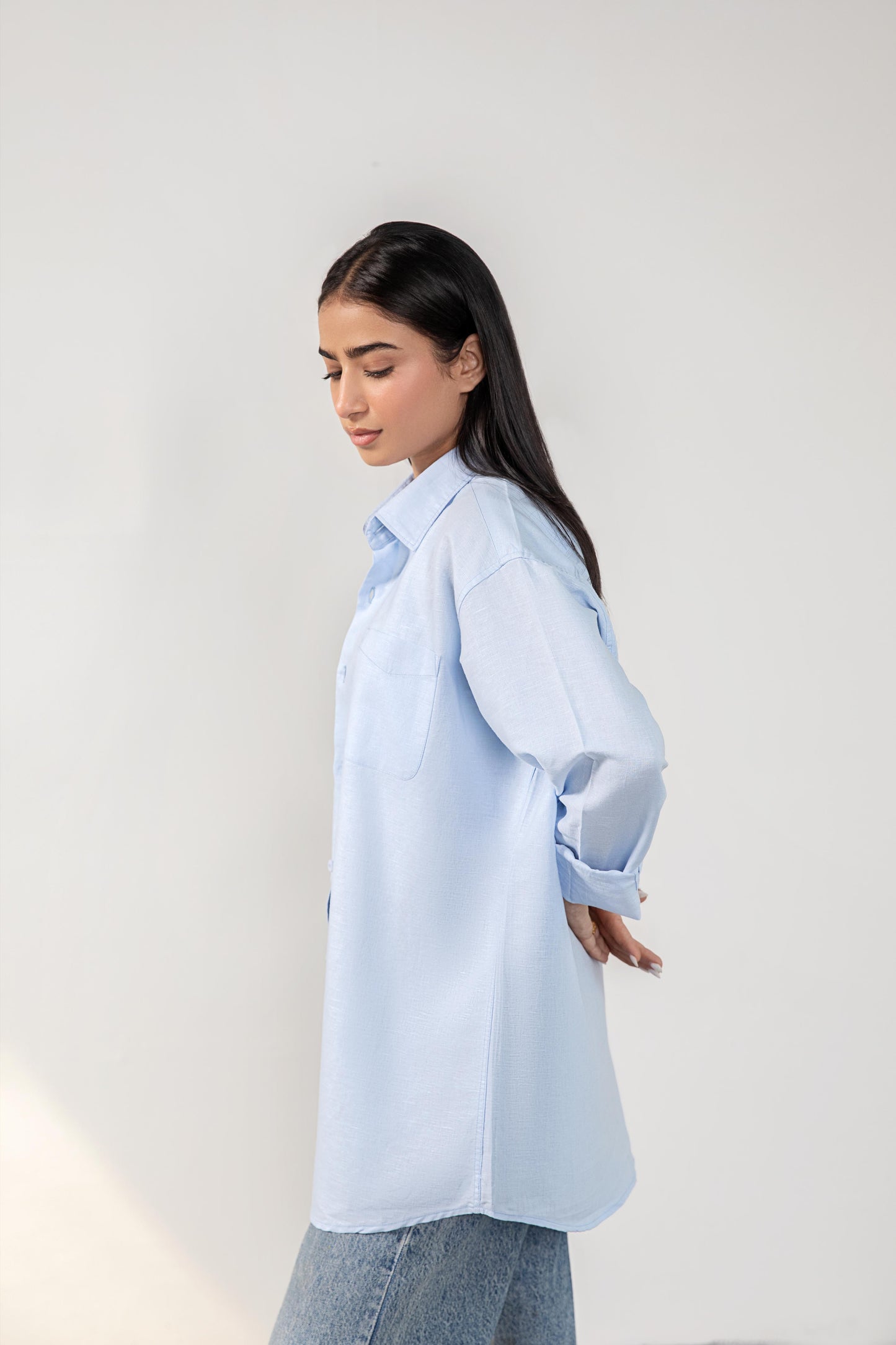 Sea Blue Relaxed Fit Linen Shirt