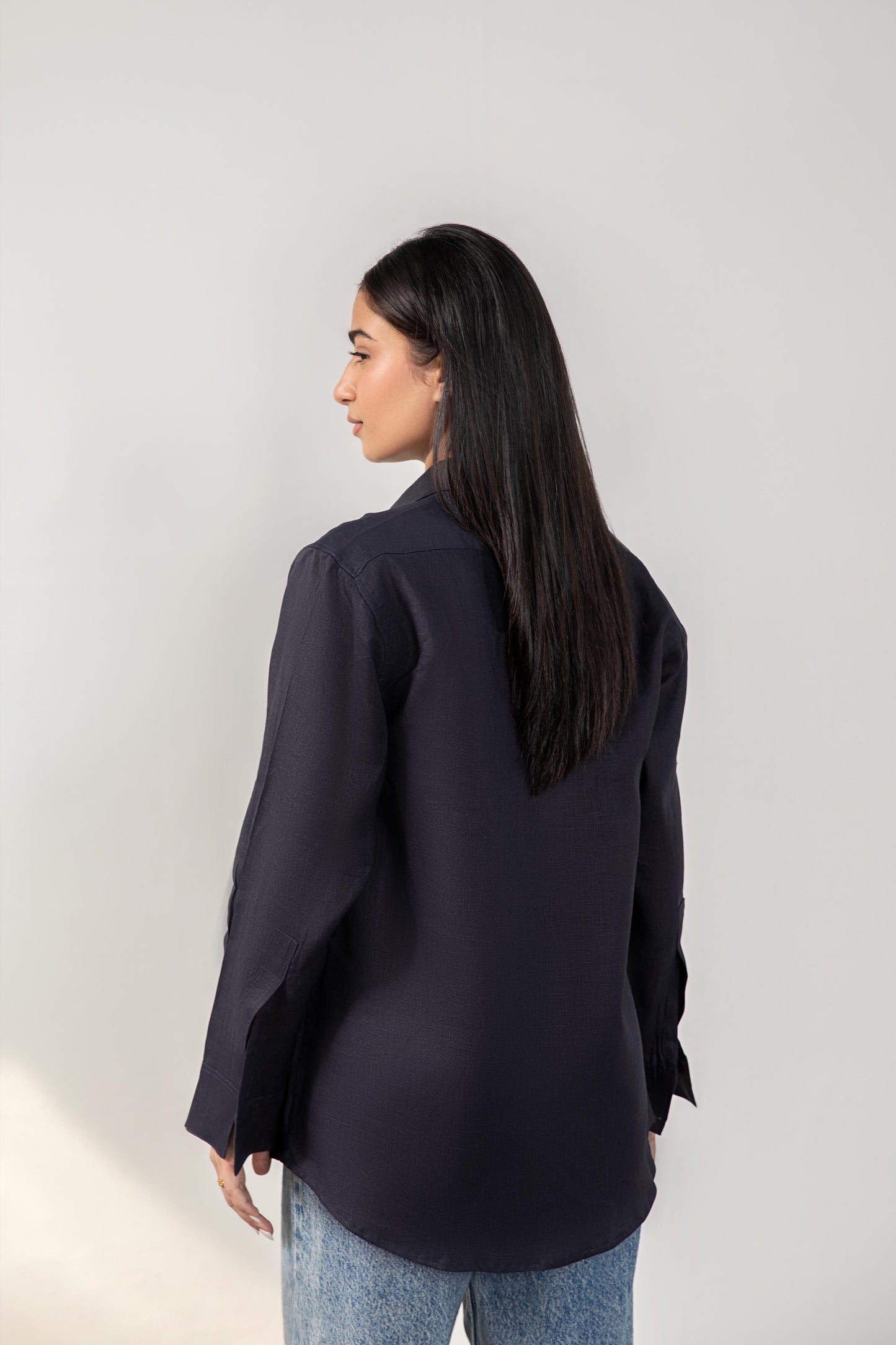 Casual Linen Navy Shirt
