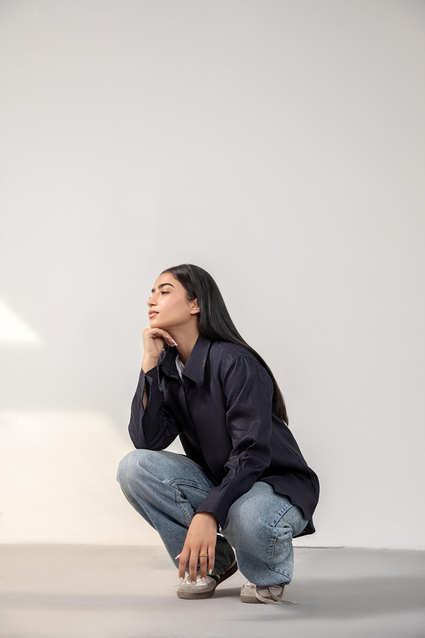 Casual Linen Navy Shirt