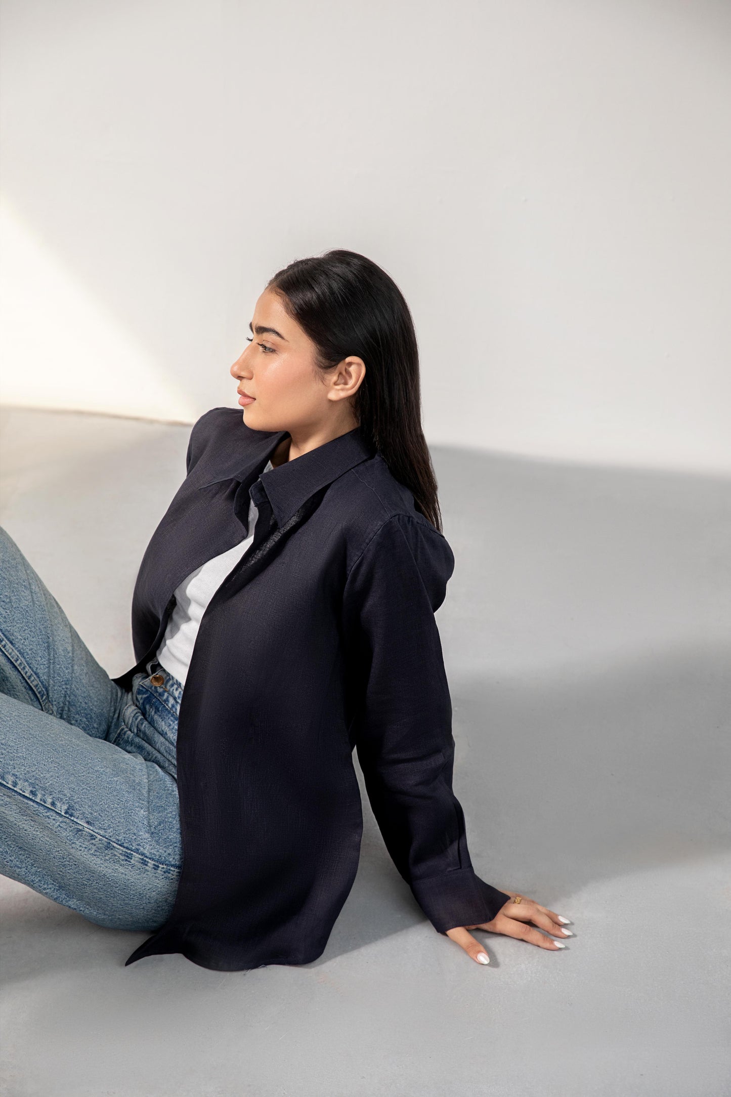 Casual Linen Navy Shirt