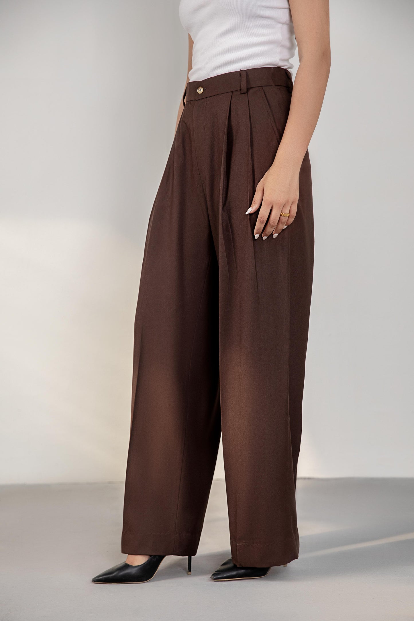 Brown Premium Pleated Pants