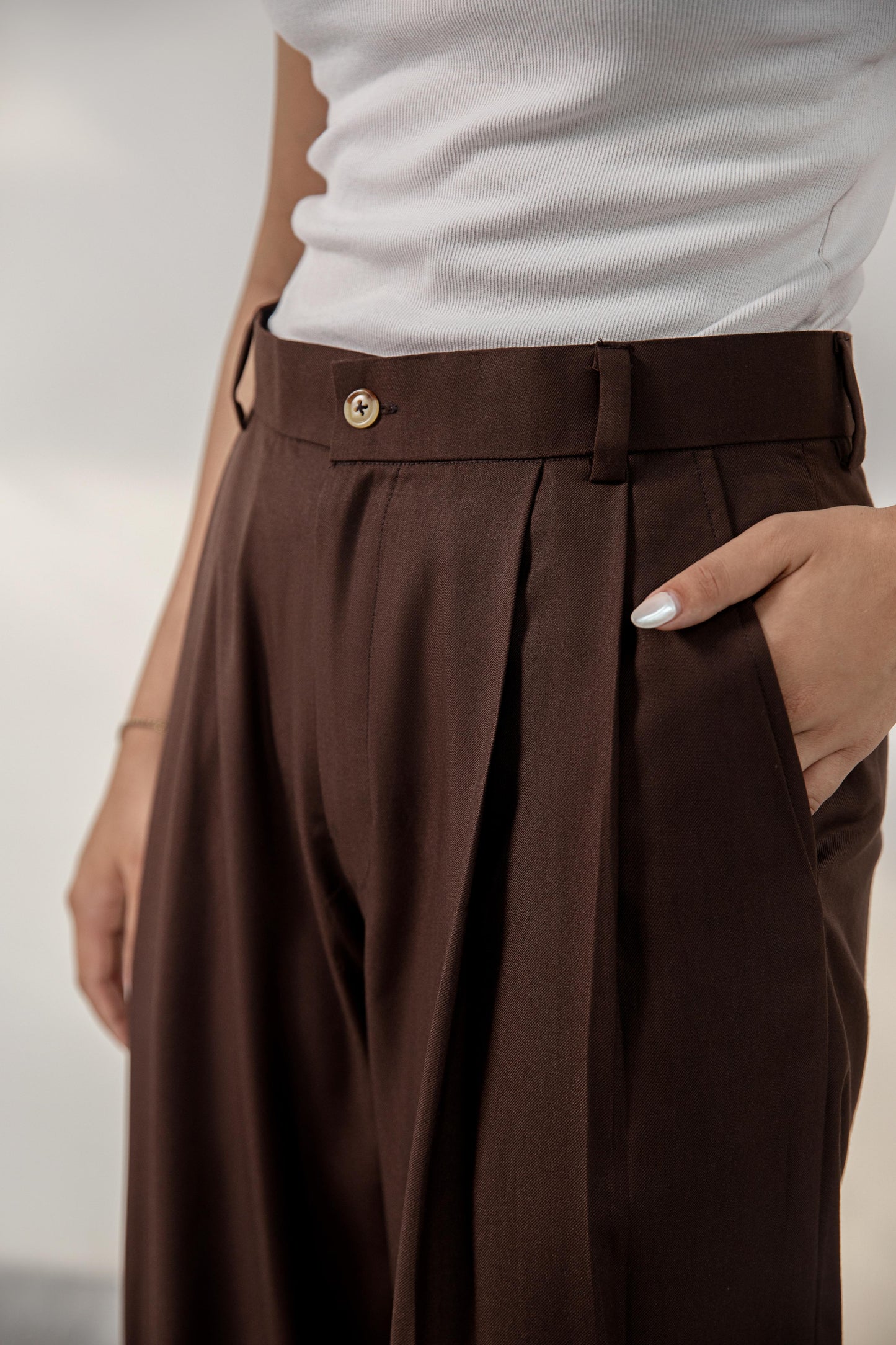 Brown Premium Pleated Pants