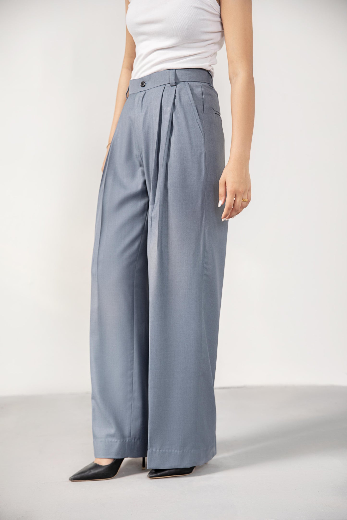 Grey Premium Pleated Pants