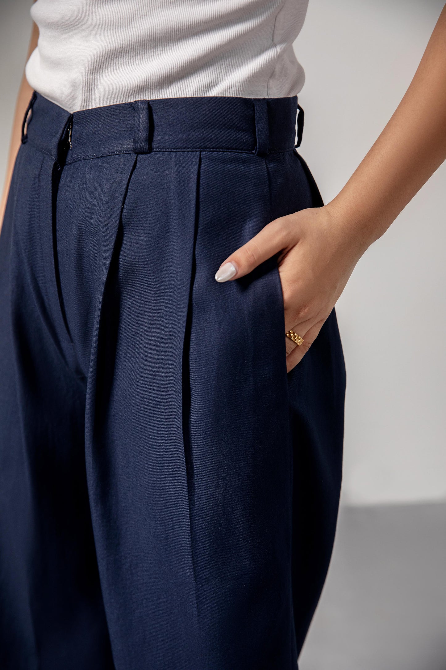 Navy Blue Premium Pleated Pants