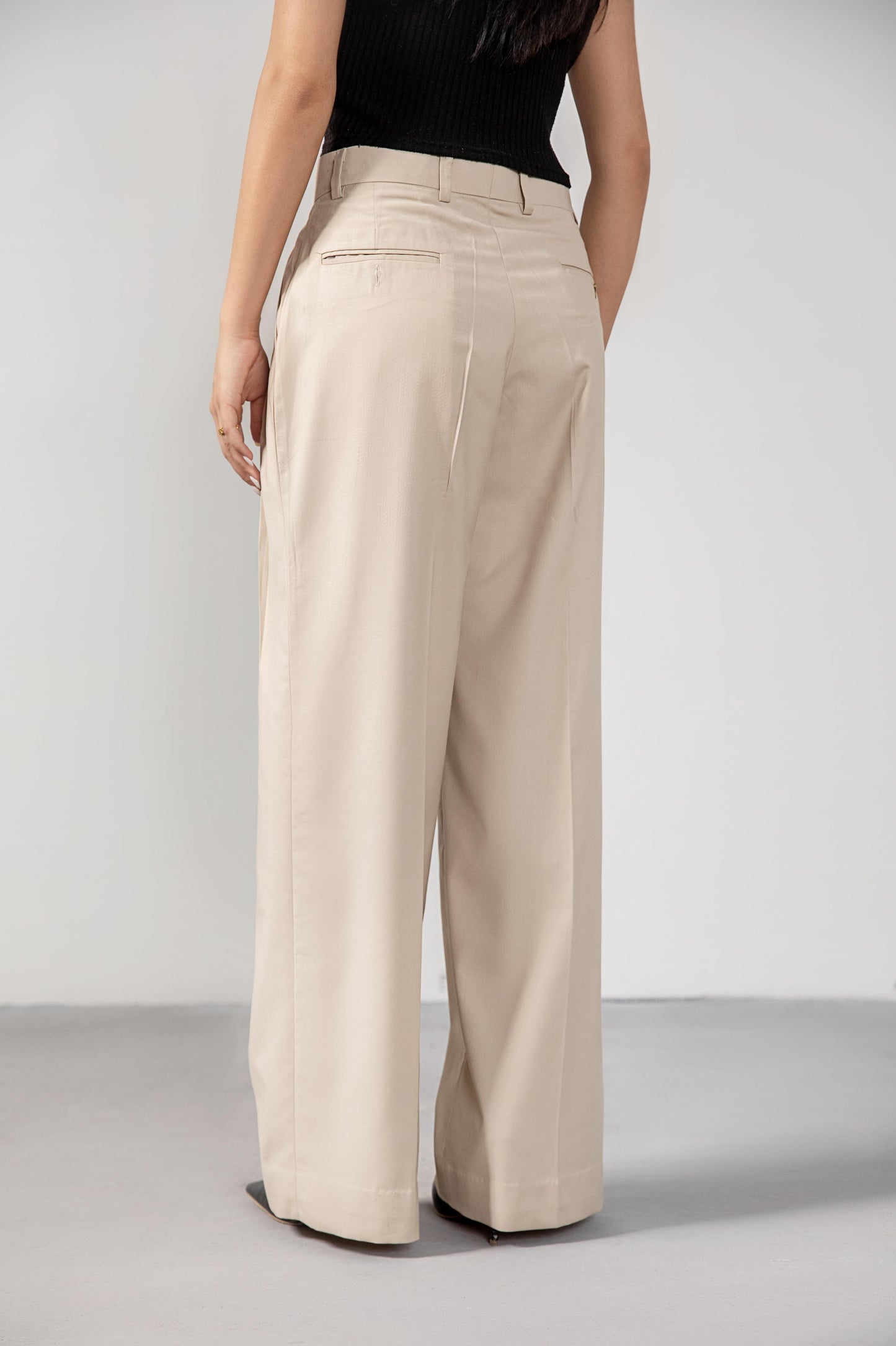 Beige Premium Pleated Pants