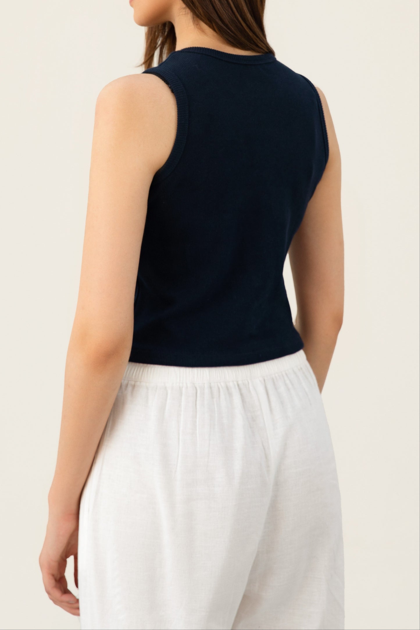 Navy Ribbed Tank