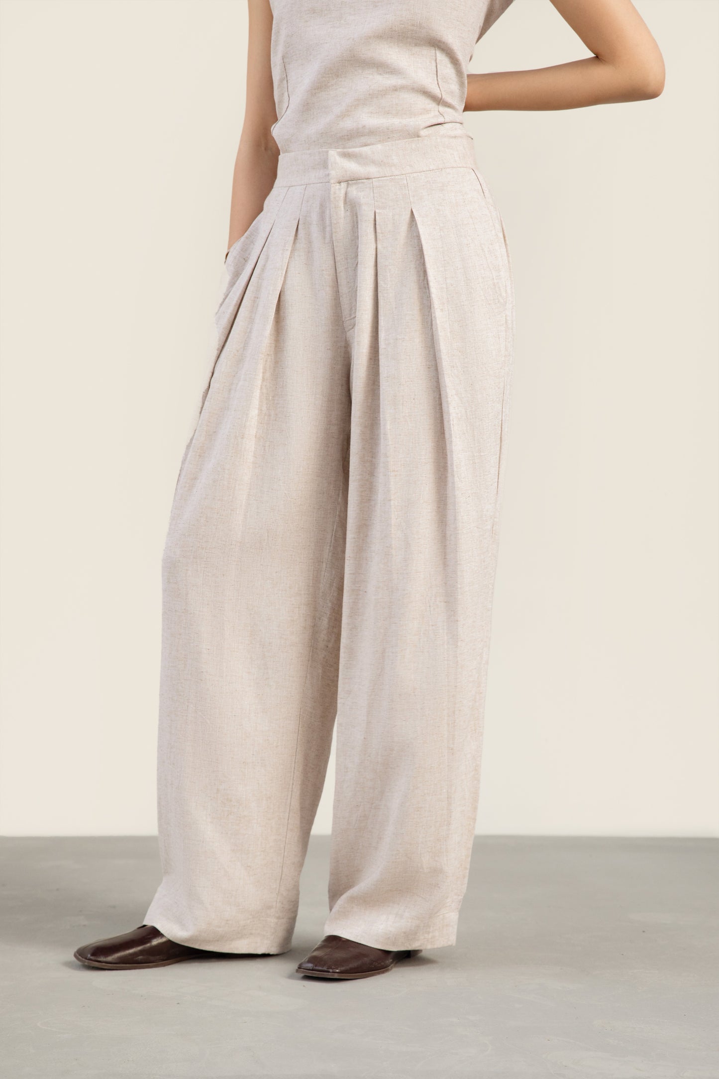 Oatmeal Wide Leg Pants