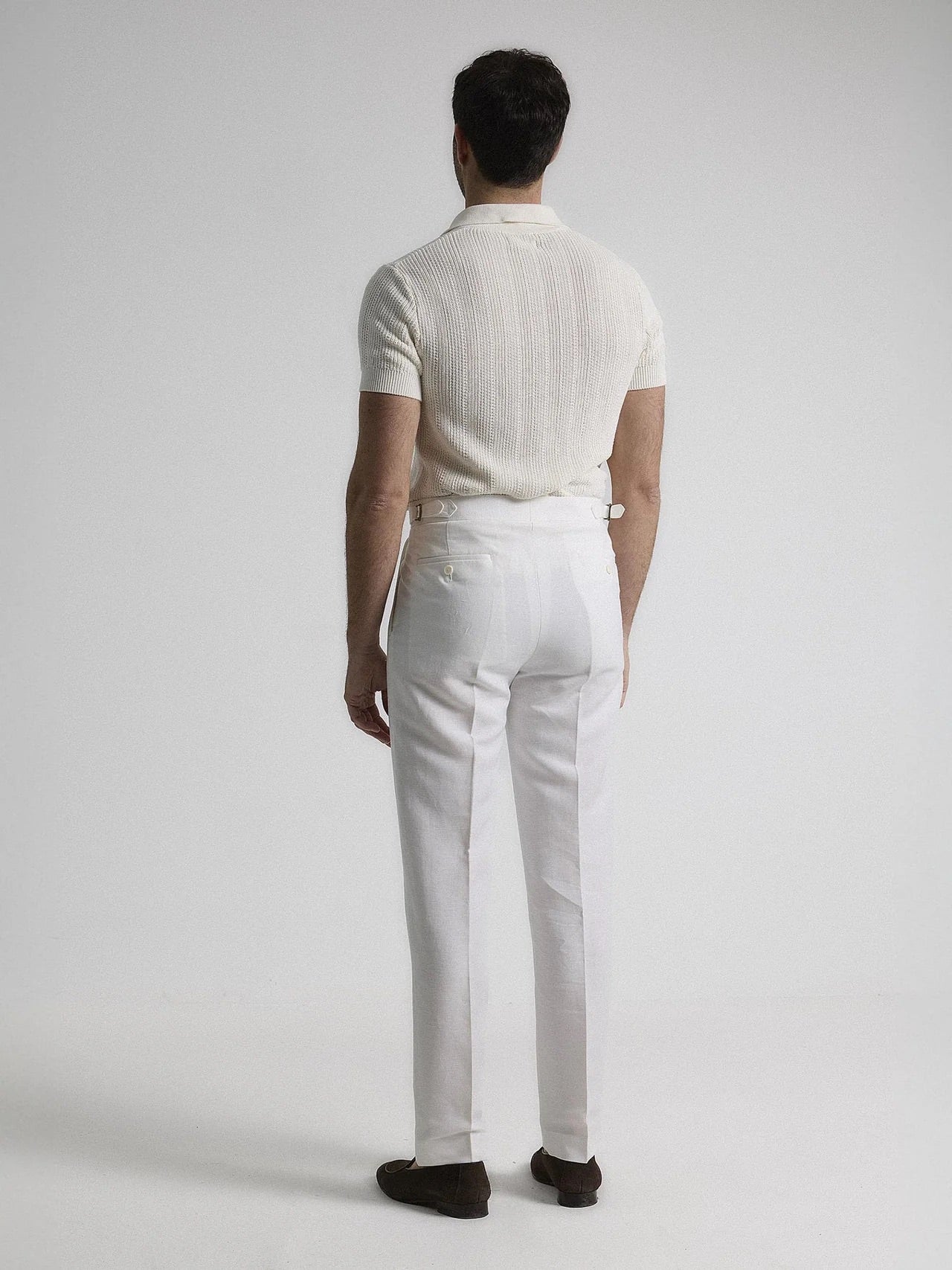 White Linen Pleated Pants