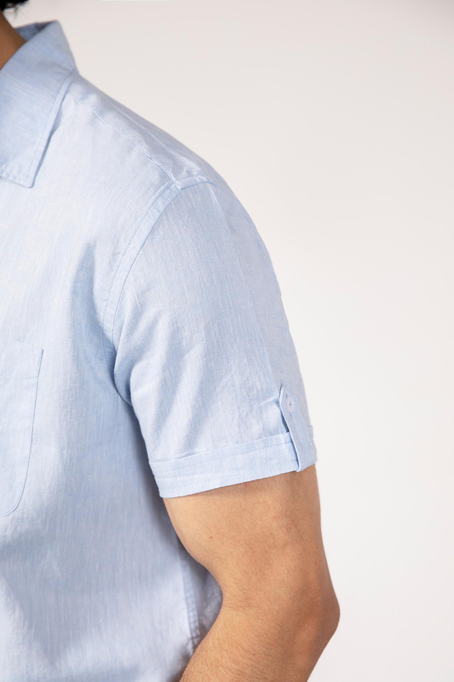 Baby Blue Linen Shirt (Half Sleeves)