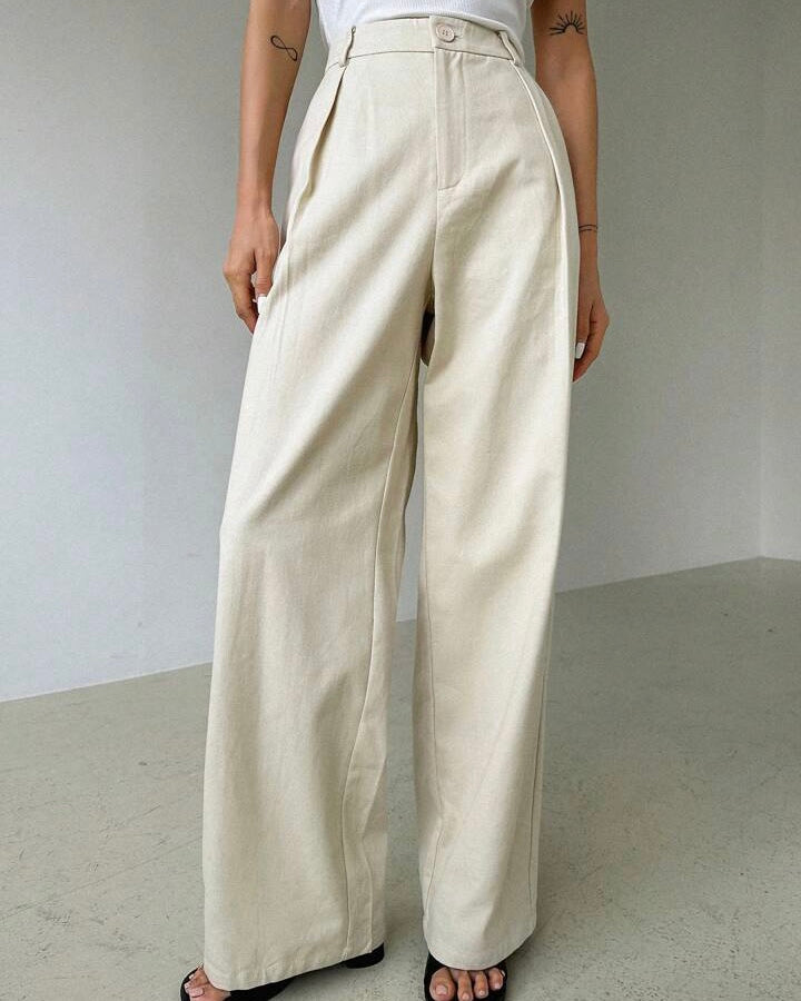 Linen Pleated Pants