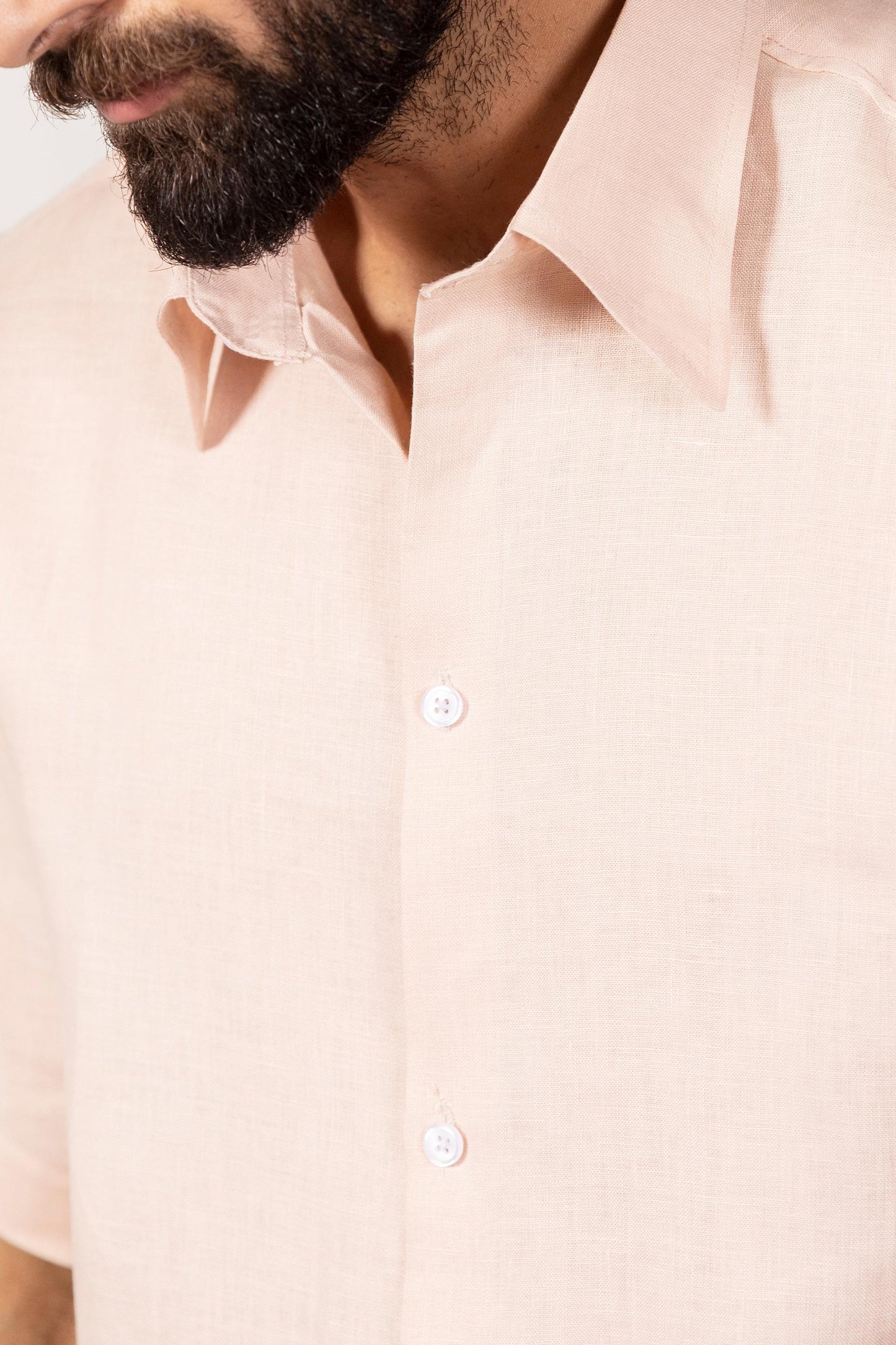 Pestal Pink Linen Shirt (Half Sleeves)