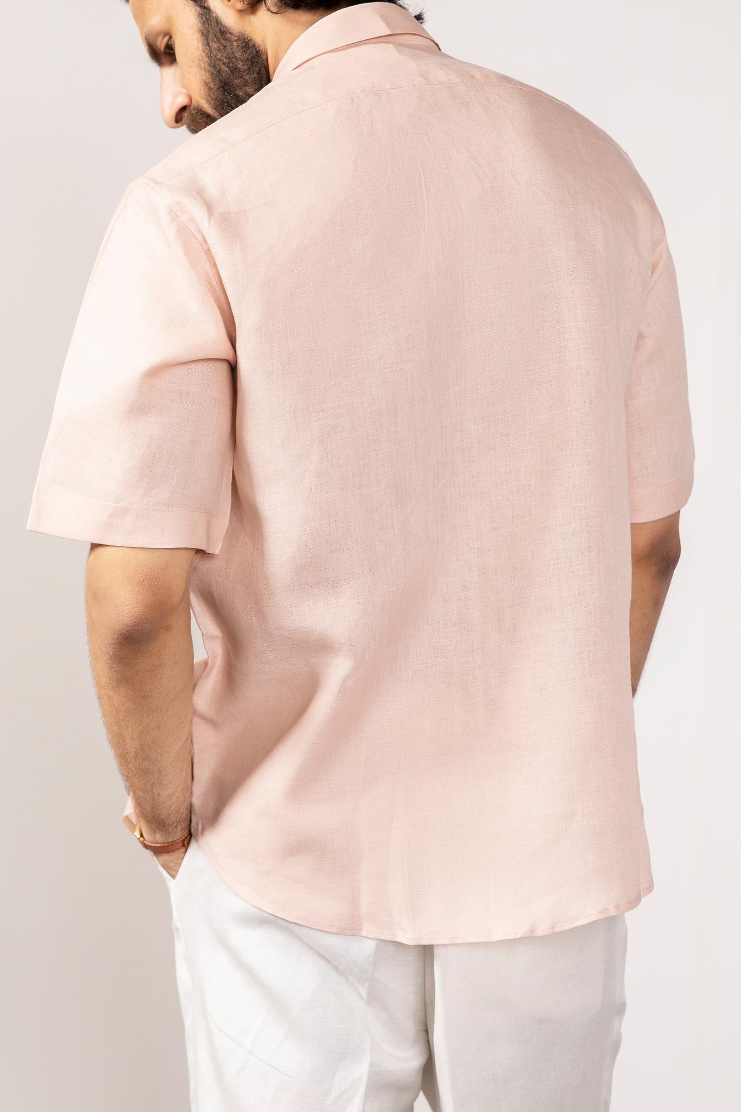 Pestal Pink Linen Shirt (Half Sleeves)