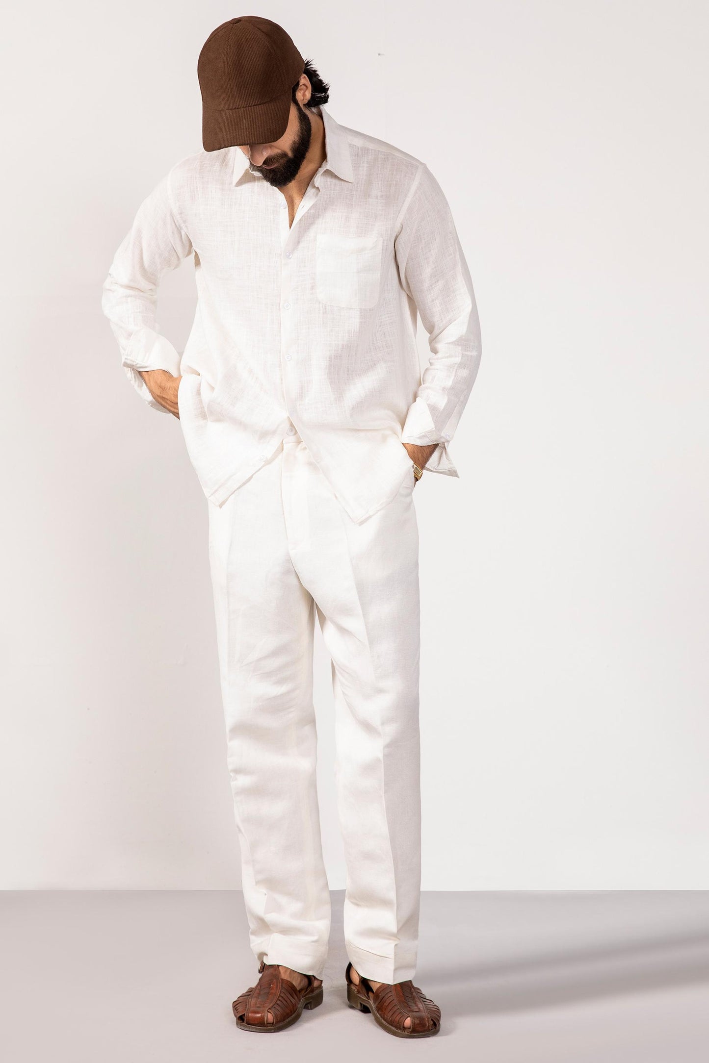 White Linen Co-ord Set for Men