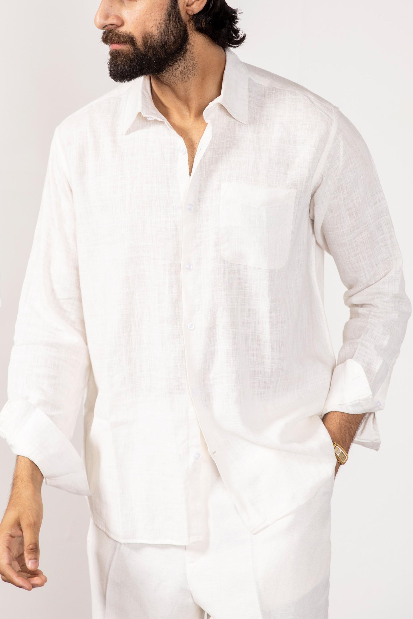 White Linen Co-ord Set for Men