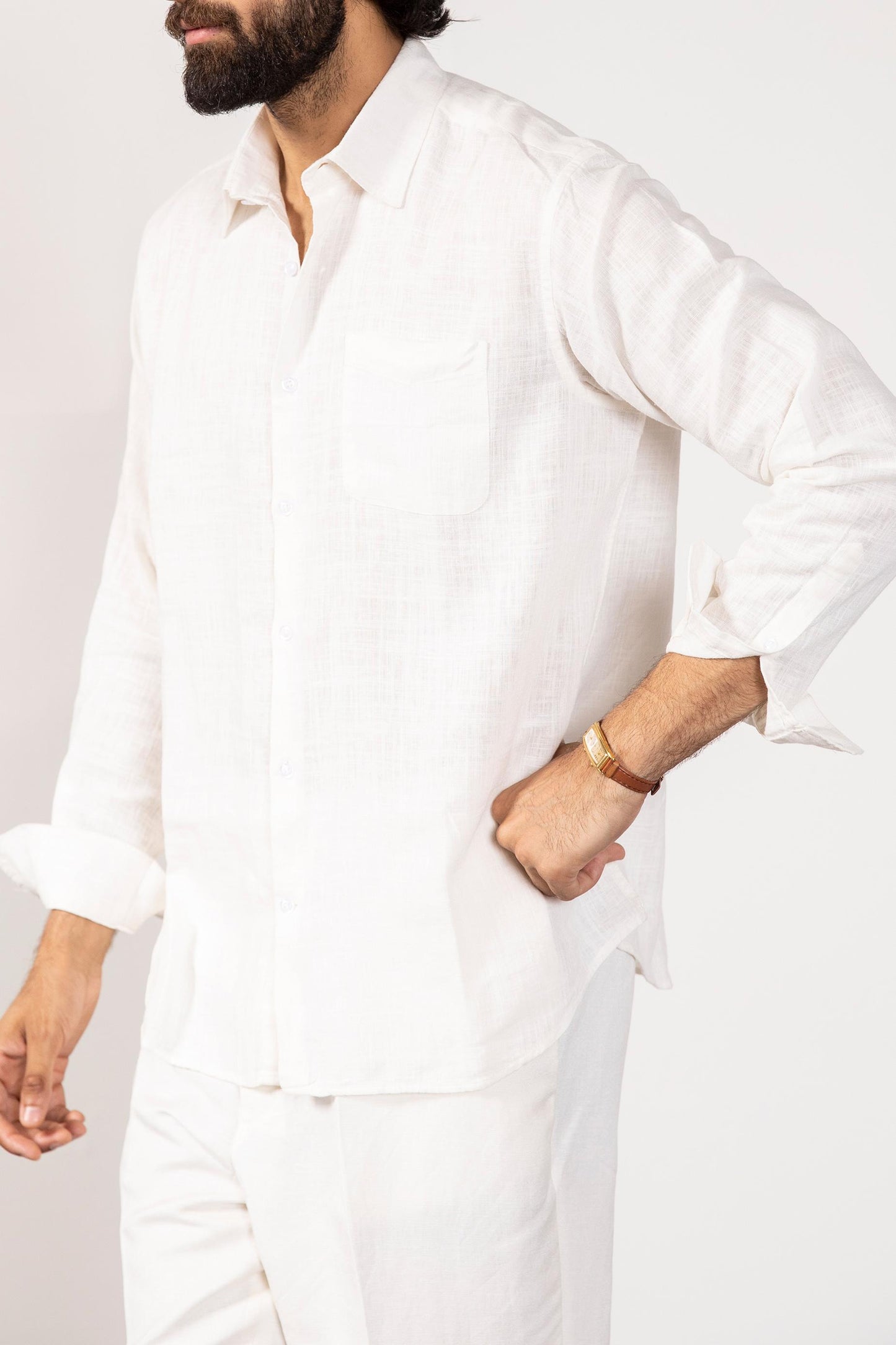White Linen Co-ord Set for Men