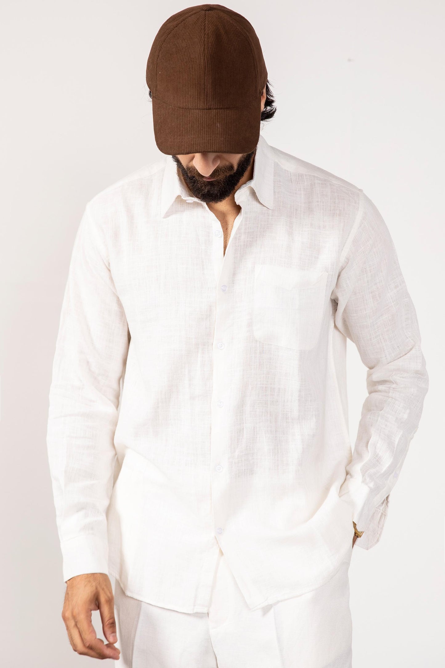 White Linen Co-ord Set for Men
