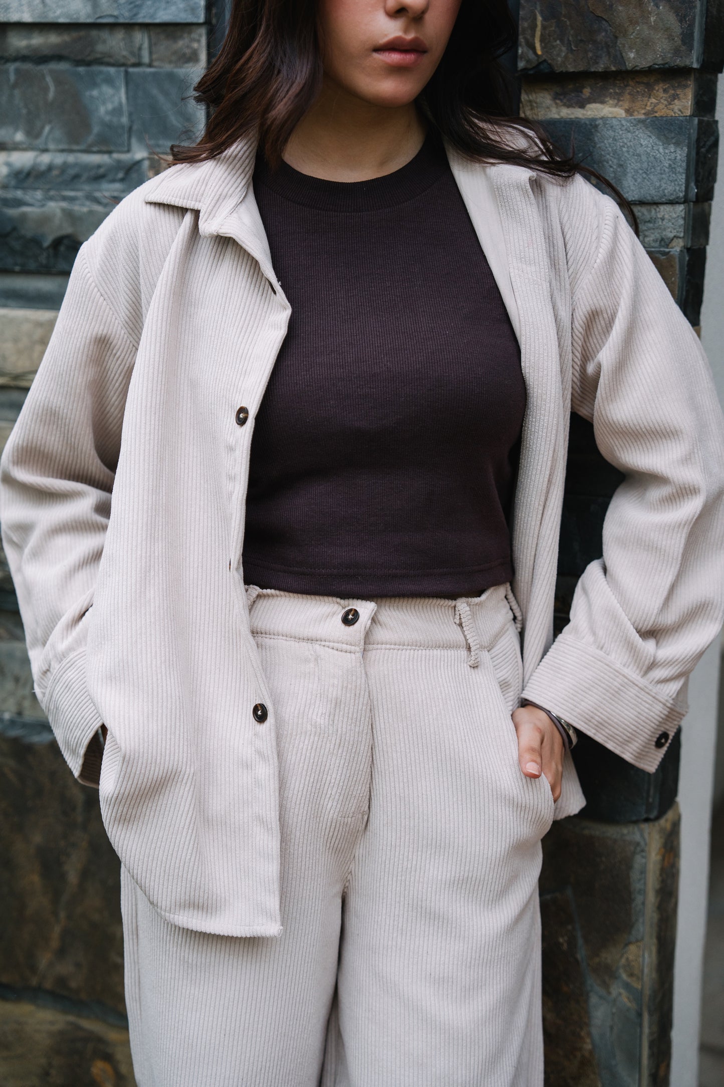 Beige hail Corduroy Shirt