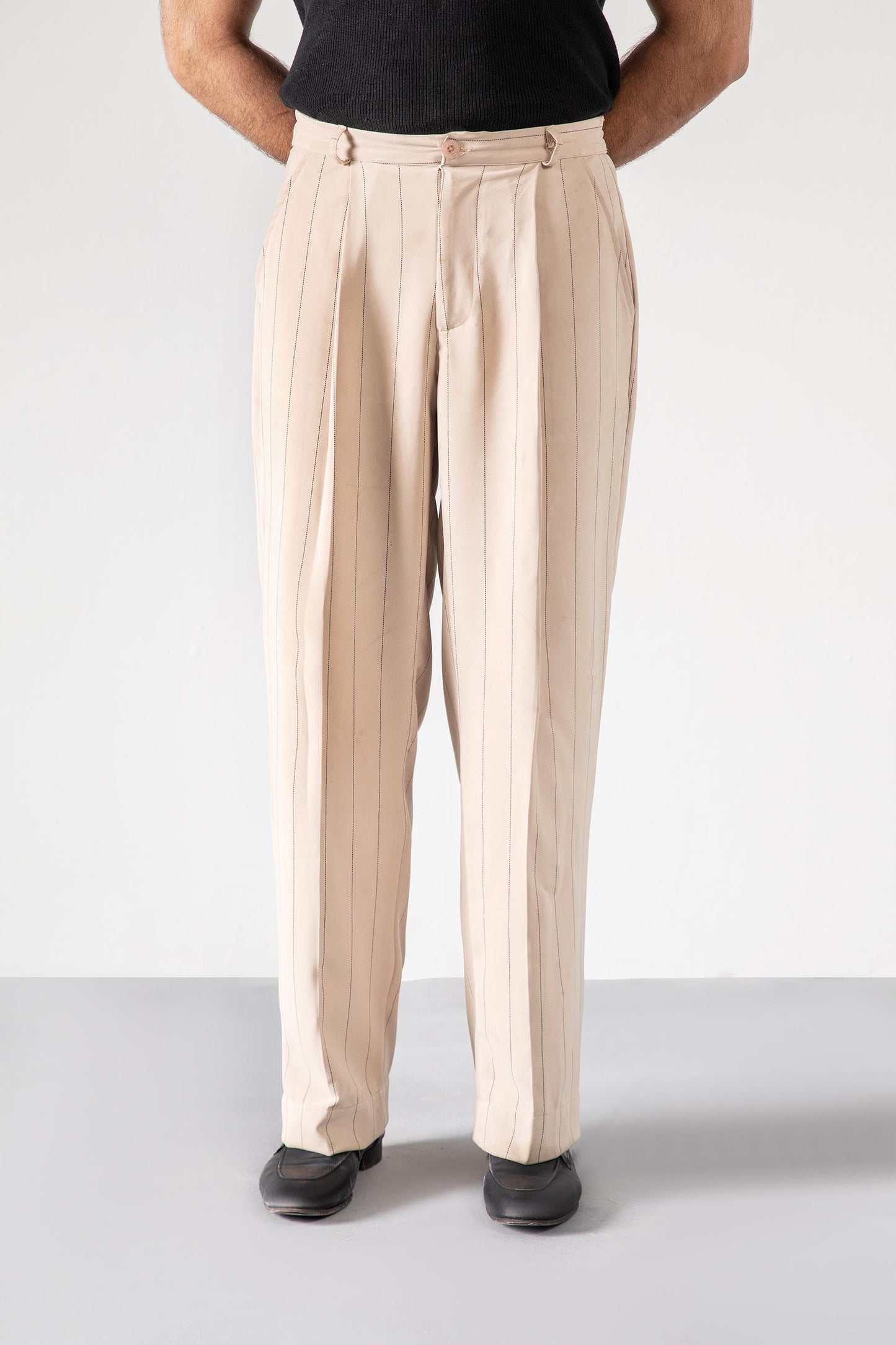 Beige Korean Stripped Pants