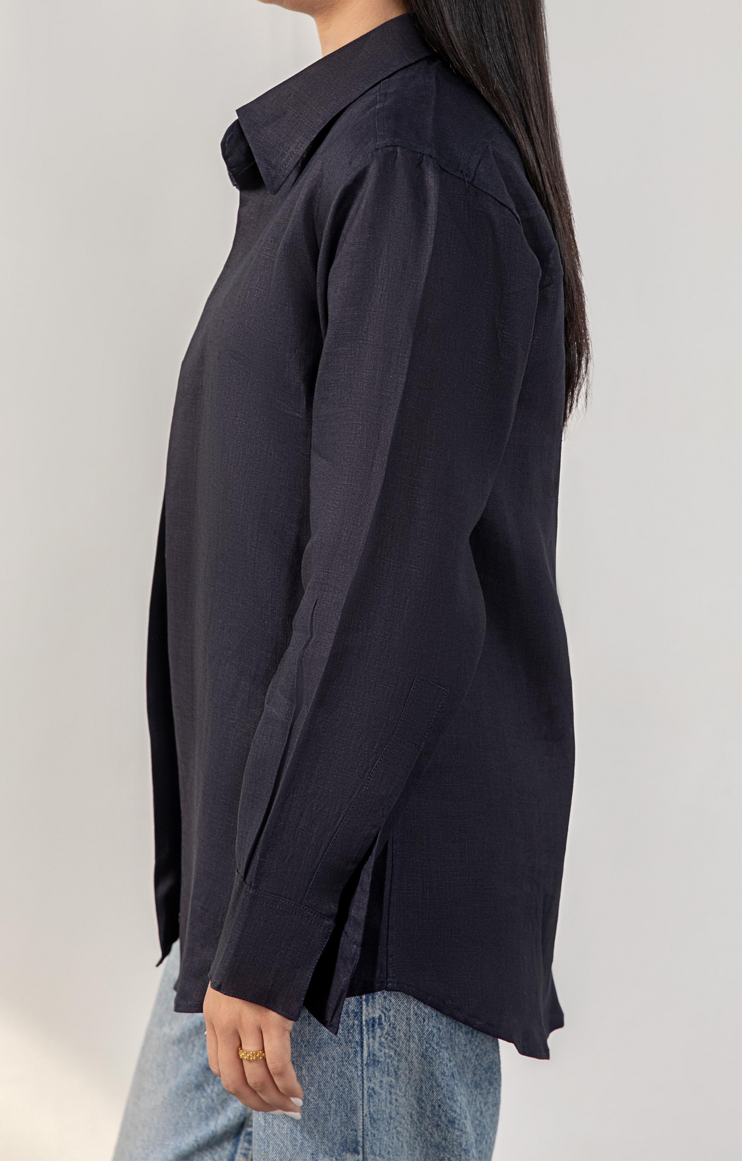 Casual Linen Navy Shirt