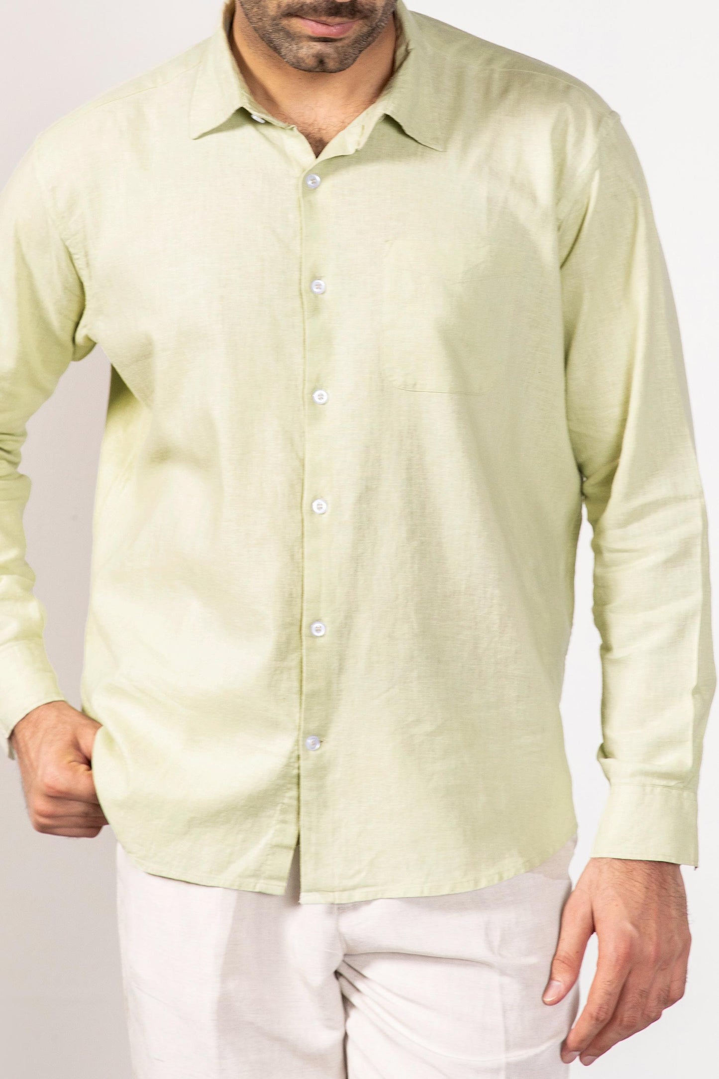 Lime Green Linen Shirt