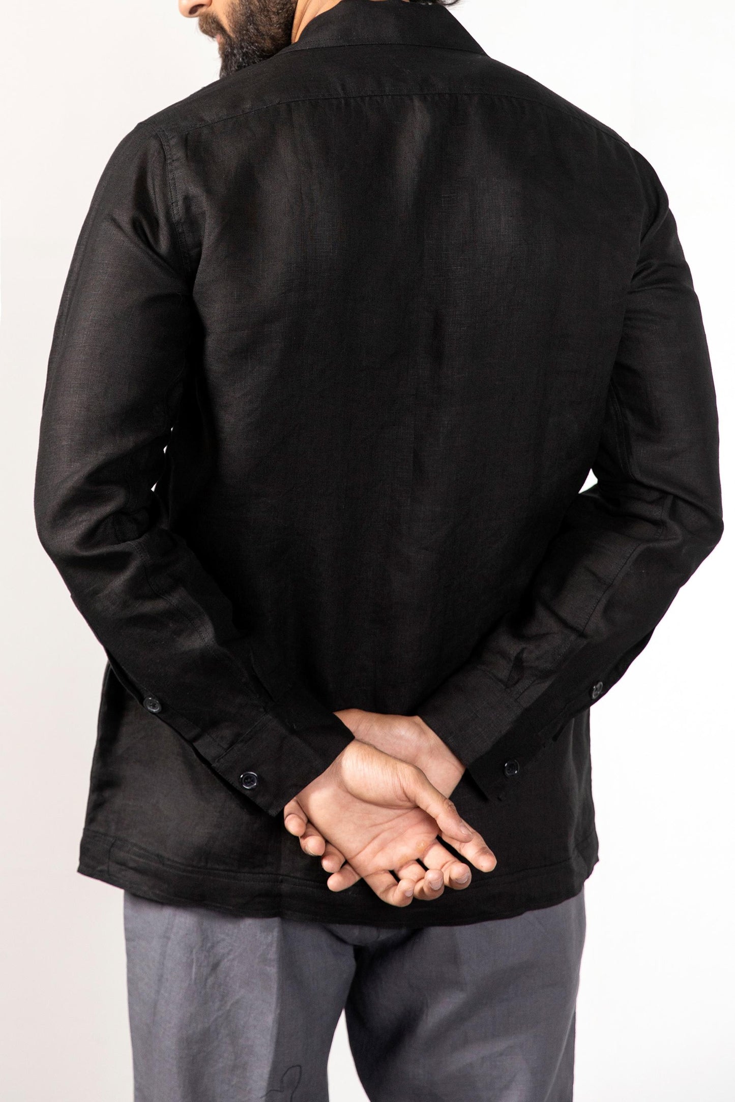 Black Linen Overshirt