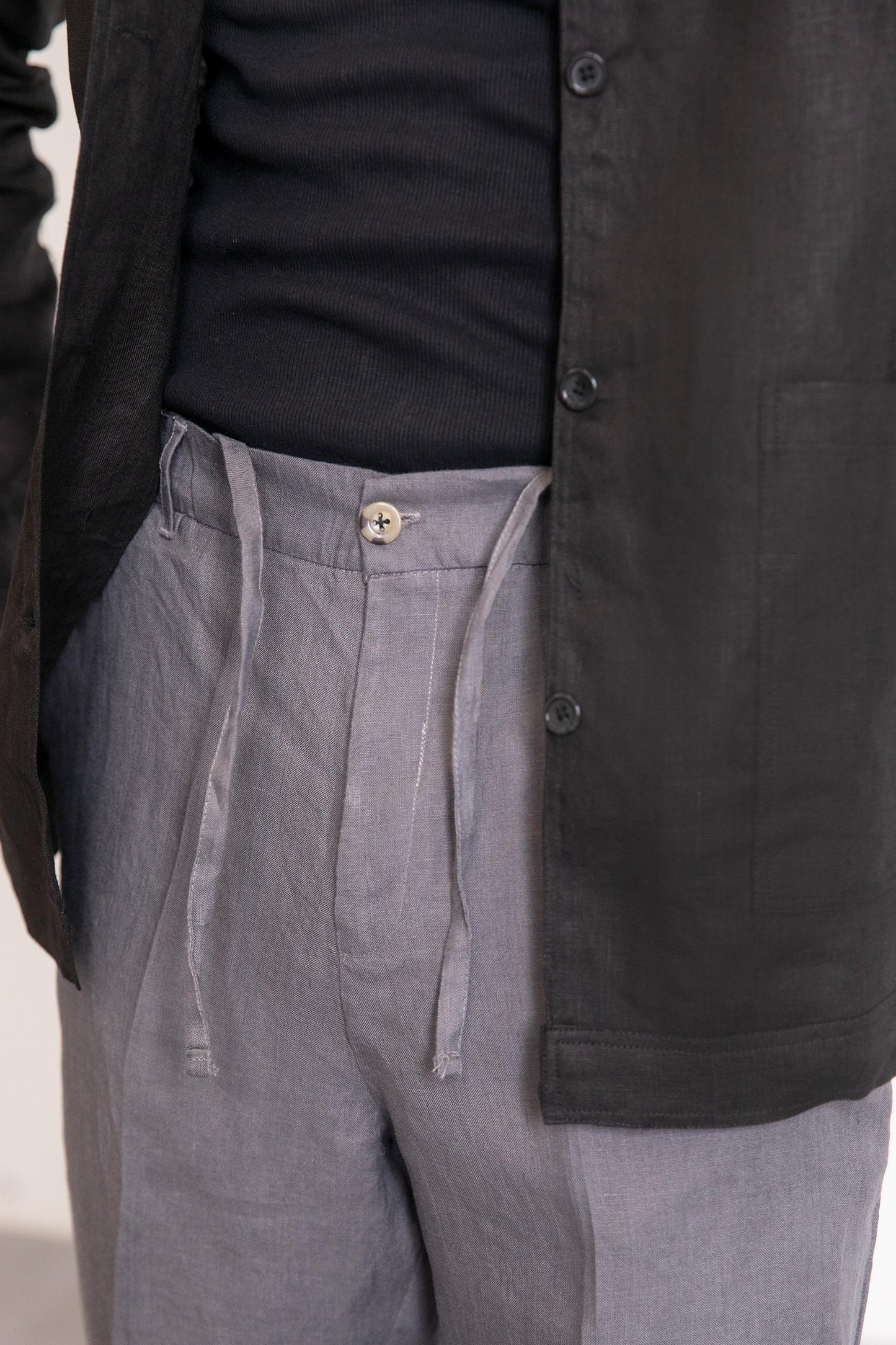 Black Linen Overshirt