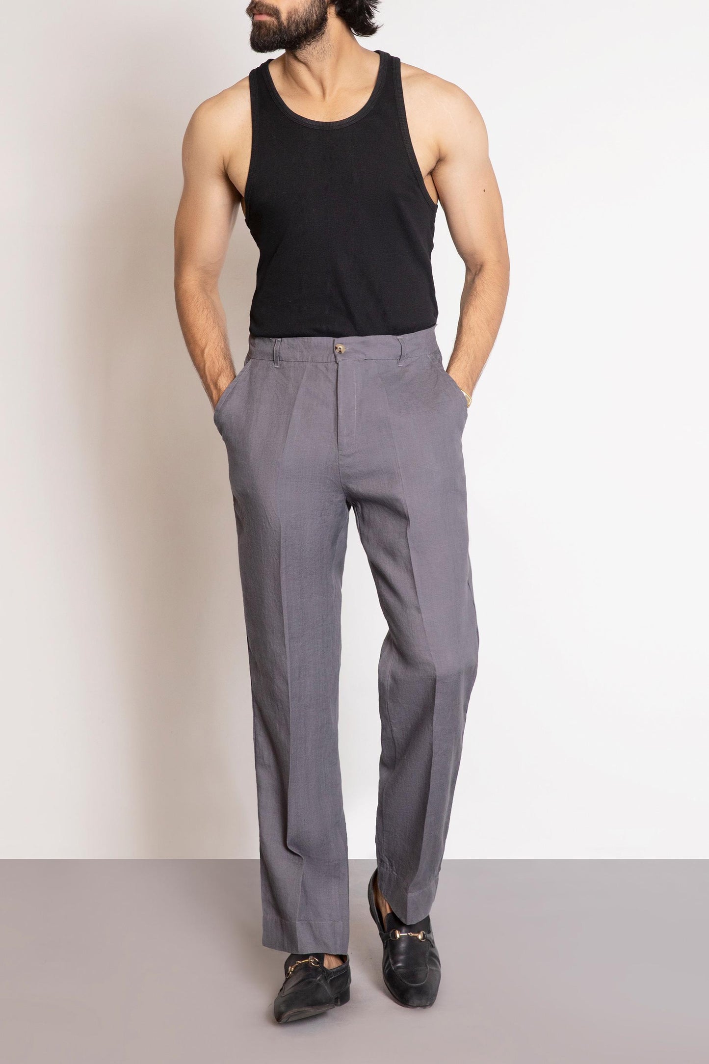 Grey linen trouser