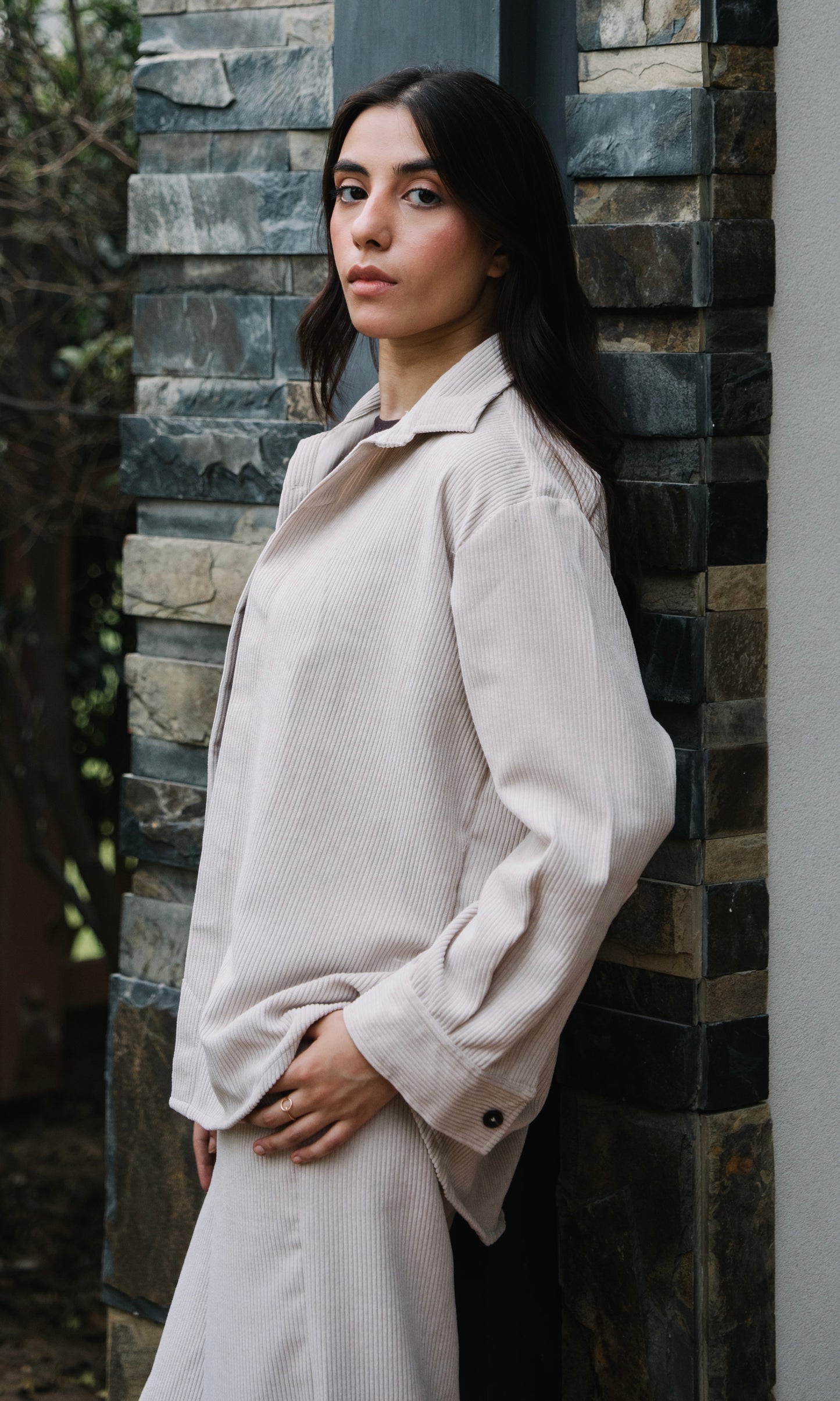 Beige hail Corduroy Shirt