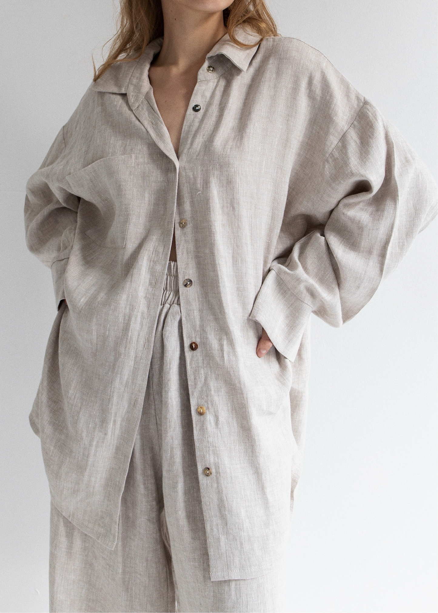 All-Day Navy Blue Linen Coordset