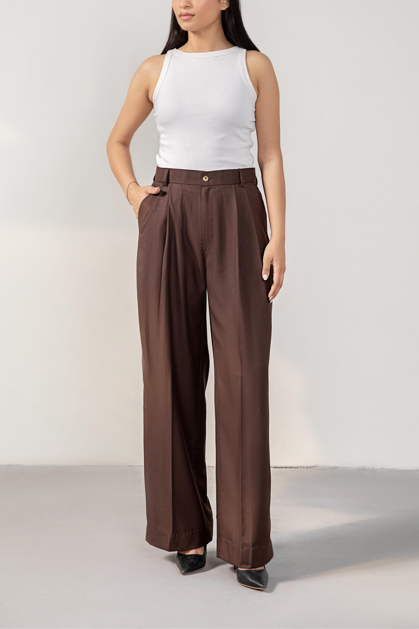 Brown Premium Pleated Pants