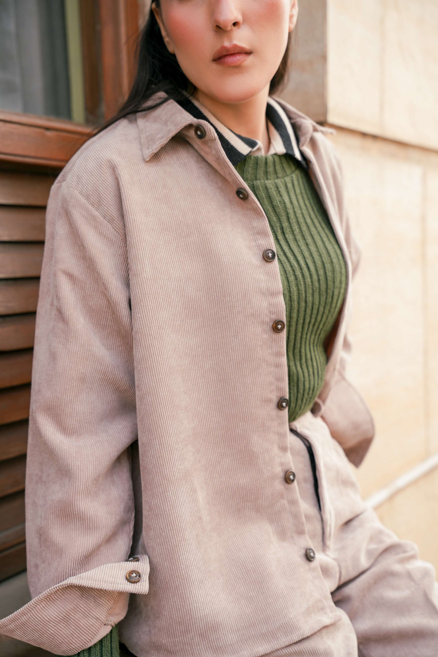 Beige Corduroy Shirt