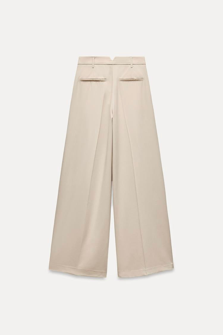 Beige Tailored Pleated Pant