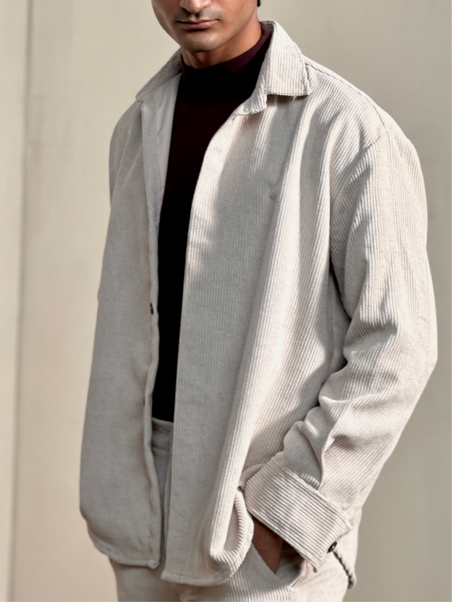 Beige hail Corduroy Shirt