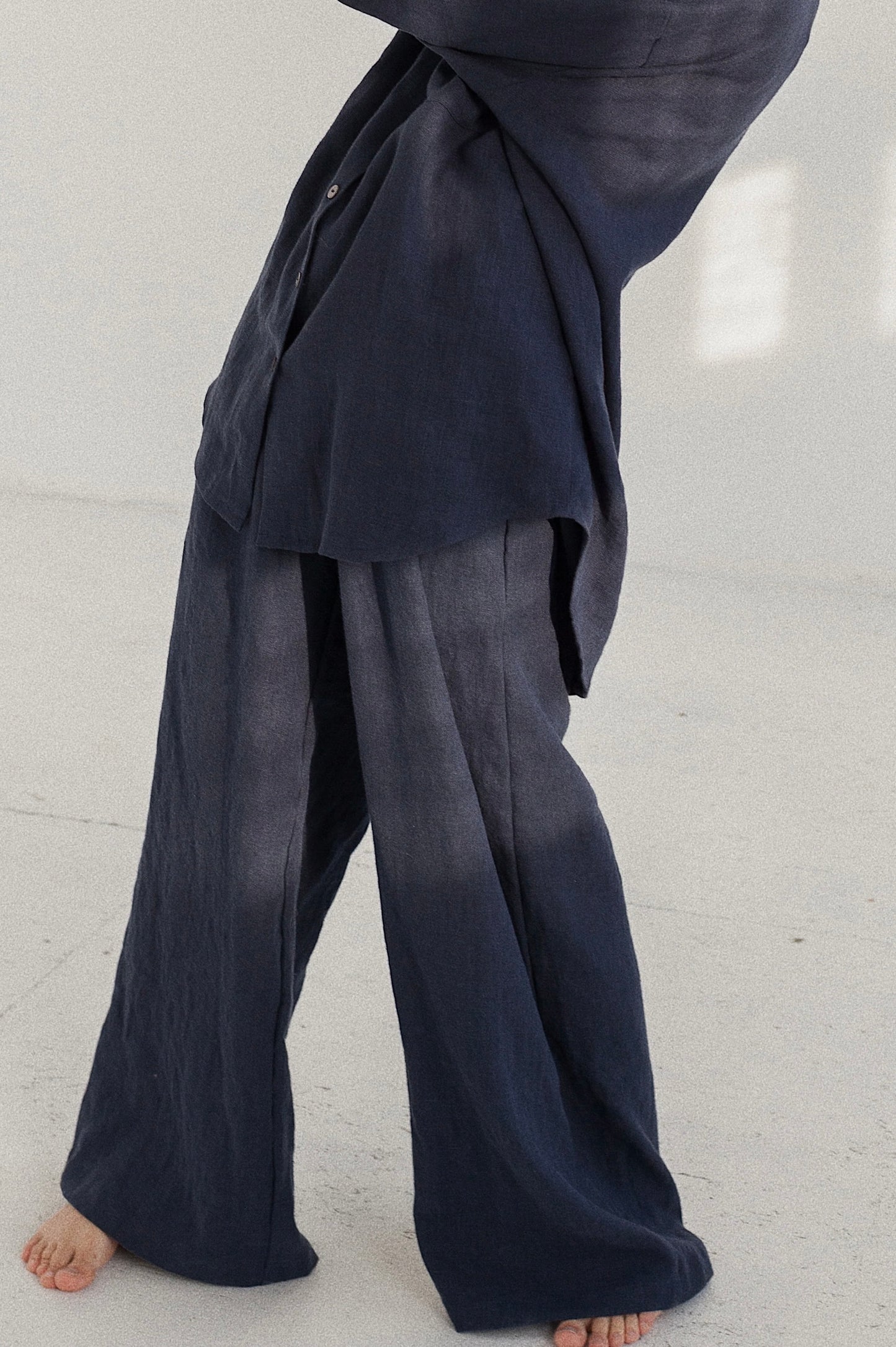 All-Day Navy Blue Linen Coordset