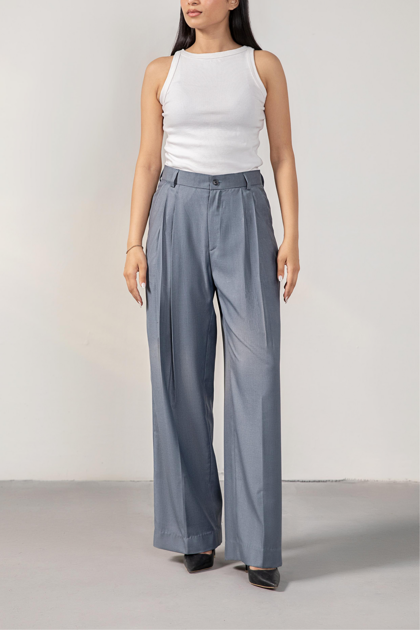 Grey Premium Pleated Pants