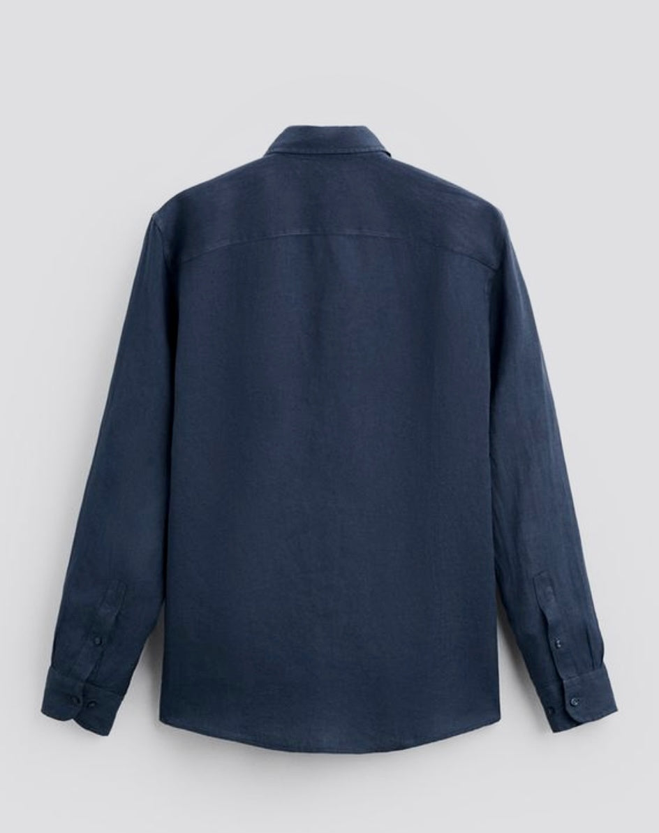 Navi Blue Classic Linen Shirt