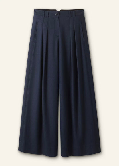 Navy Pleated Trouser