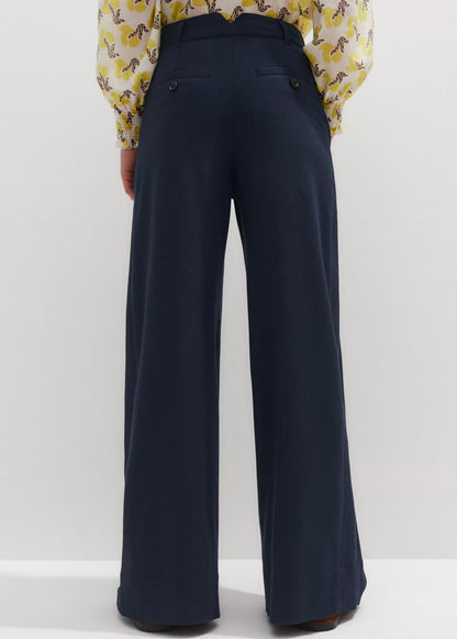 Navy Pleated Trouser