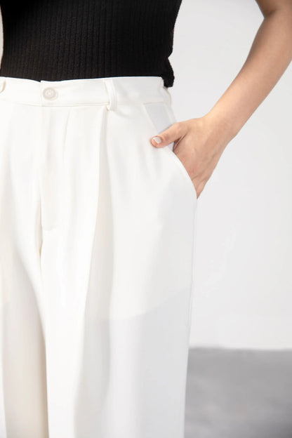 White Korean Blended pants