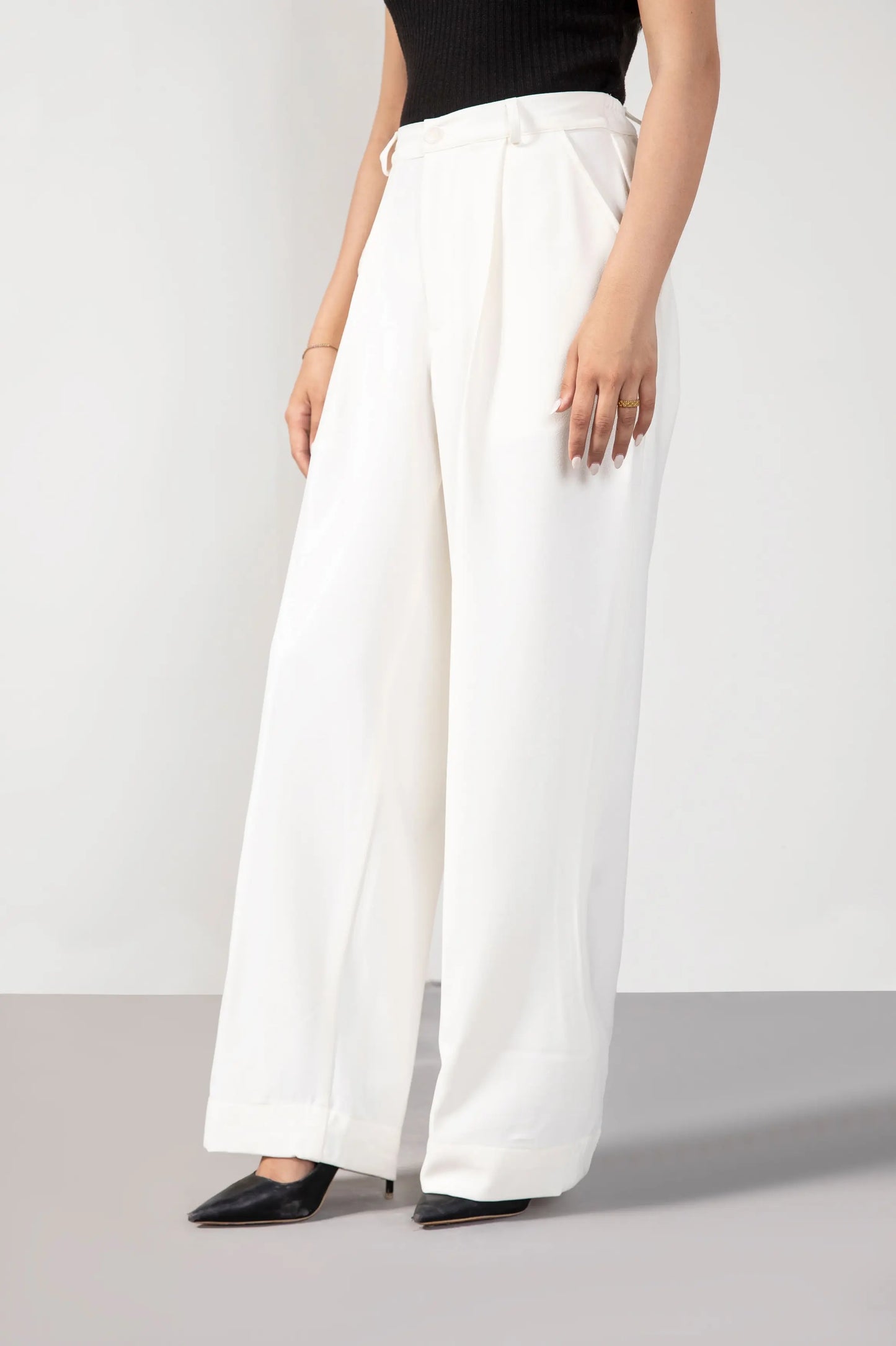 White Korean Blended pants