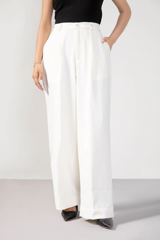 White Korean Blended pants