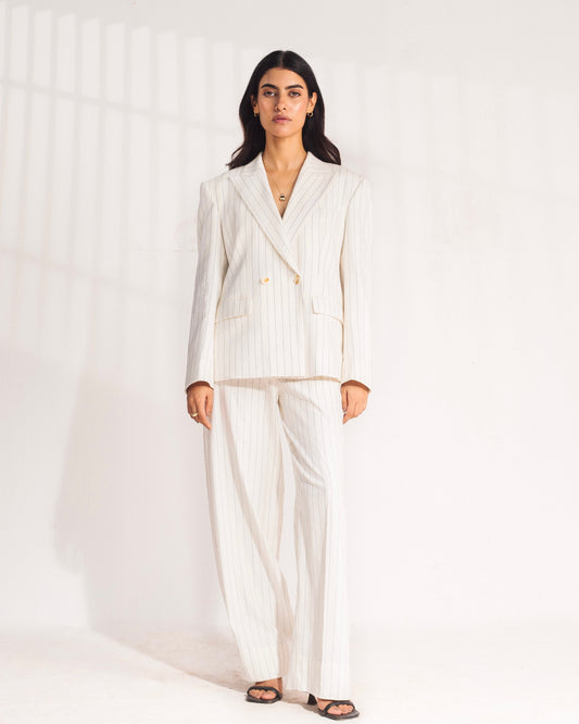 Off White stripped linen suit