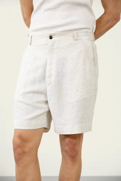 Beige Linen Shorts