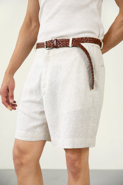 Beige Linen Shorts