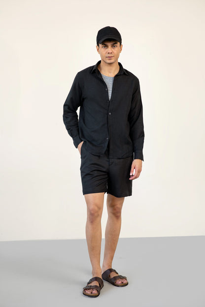 Black Classic Linen Shirt